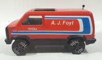 Vintage 1979 Tonka A.J. Foyt Red Van Red and Black Race Car and 4" Tall Driver Pressed Steel Die Cast Toy Car Vehicle Set