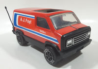 Vintage 1979 Tonka A.J. Foyt Red Van Red and Black Race Car and 4" Tall Driver Pressed Steel Die Cast Toy Car Vehicle Set