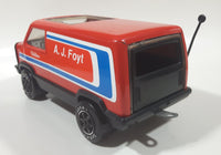 Vintage 1979 Tonka A.J. Foyt Red Van Red and Black Race Car and 4" Tall Driver Pressed Steel Die Cast Toy Car Vehicle Set