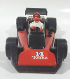 Vintage 1979 Tonka A.J. Foyt Red Van Red and Black Race Car and 4" Tall Driver Pressed Steel Die Cast Toy Car Vehicle Set