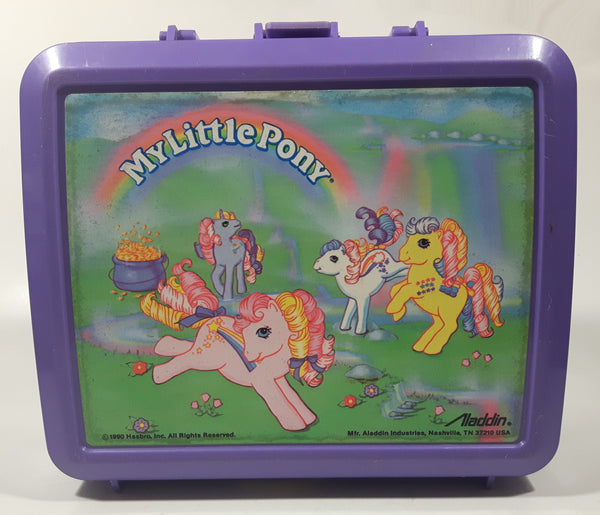 1990 Aladdin Hasbro My Little Pony Purple Plastic Lunch Box Container