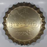 Carlsberg Beer Green Colored Beer Bottle Cap Shaped 16" Diameter Embossed Metal Sign