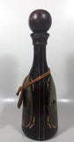 Vintage Eaton Real Leather Hand Made in Italy Hunting Dog Scenes 12 1/4" Tall Leather Wrapped Glass Bottle