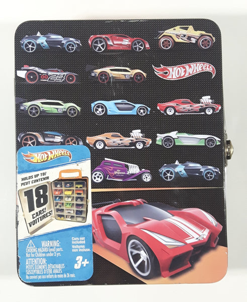 2012 Hot Wheels 18 Car Tin Metal Lunch Box Style Container Carrying Case