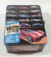 2012 Hot Wheels 18 Car Tin Metal Lunch Box Style Container Carrying Case