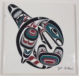 Joe Wilson Orca Killer Whale Aboriginal Artwork 6" x 6" Ceramic Tile Trivet Tiny Edge Chip