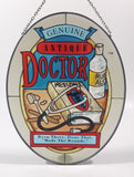 Rare Hard to Find Joan Baker Design's Handpainted Genuine Antique Doctor Medicine Been There, Done That, "Made The Rounds." 6 1/2" x 9" Oval Shaped Stained Window Glass Sun Catcher