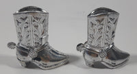 Vintage Saskatchewan Cowboy Boot Shaped 2" Tall Metal Salt and Pepper Shaker Set