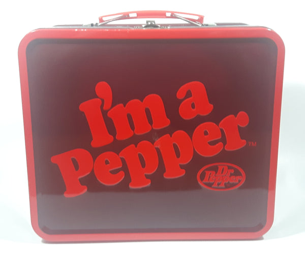 Dr. Pepper I'm a Pepper Red Embossed Tin Metal Lunch Box