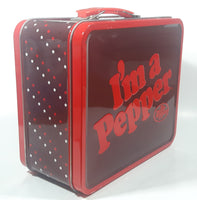 Dr. Pepper I'm a Pepper Red Embossed Tin Metal Lunch Box