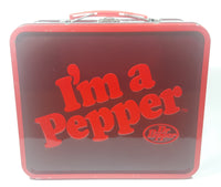 Dr. Pepper I'm a Pepper Red Embossed Tin Metal Lunch Box