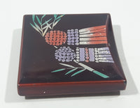 Bamboo Themed Dark Red Square Shaped 1 1/2" x 1 1/2" Fridge Magnet