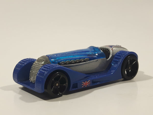 2009 Hot Wheels Brit Speed Silver with Blue Fenders Die Cast Toy Race Car Vehicle