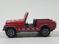 Vintage 1980s Yatming No. 1608 Jeep CJ7 Fire Brigade Red Die Cast Toy Car Vehicle