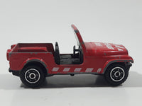 Vintage 1980s Yatming No. 1608 Jeep CJ7 Fire Brigade Red Die Cast Toy Car Vehicle