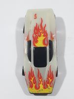 1997 Hot Wheels Volcano Blowout Large Charge Silver Bullet Glow In The Dark White Plastic Die Cast Toy Car Vehicle