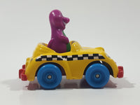 1993 The Lyons Group Kid Dimensions Barney The Dinosaur Taxi Cab Yellow Die Cast Toy Car Vehicle