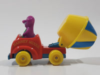 1993 The Lyons Group Kid Dimensions Barney The Dinosaur Cement Mixer Truck Red and Yellow Die Cast Toy Car Vehicle
