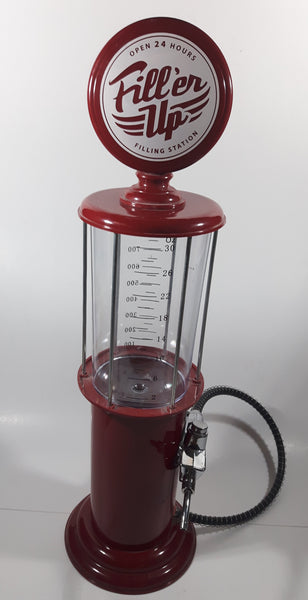 Rare Red Version Open 24 Hours Fill'er Up Filling Station Vintage Style Gas Pump Shaped Plastic Beverage Drink Liquor Dispenser