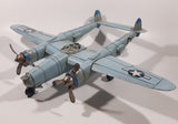 Vintage Lockheed P-38 Lightning Style Light Blue Plane Large 14 1/4" Long Tin Metal Military Airplane