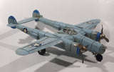 Vintage Lockheed P-38 Lightning Style Light Blue Plane Large 14 1/4" Long Tin Metal Military Airplane