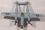 Vintage Lockheed P-38 Lightning Style Light Blue Plane Large 14 1/4" Long Tin Metal Military Airplane