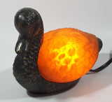 Amber Glass Shelled Bronze Finish Duck Bird Lamp Light