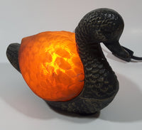 Amber Glass Shelled Bronze Finish Duck Bird Lamp Light