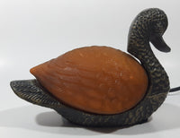 Amber Glass Shelled Bronze Finish Duck Bird Lamp Light