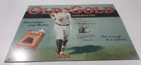 Old Gold Cigarettes "Presenting ... Babe Ruth in the Blindfold cigarette test" "Smoother and Better" "Not a cough in a carload." 12 1/2" x 16" Tin Metal Sign