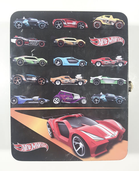 2012 Hot Wheels 18 Car Tin Metal Lunch Box Style Container Carrying Case