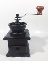 Vintage Style Metal and Plastic Top Engraved Lettering Wood Based Coffee Grinder