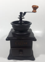 Vintage Style Metal and Plastic Top Engraved Lettering Wood Based Coffee Grinder