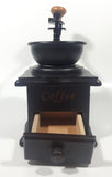 Vintage Style Metal and Plastic Top Engraved Lettering Wood Based Coffee Grinder