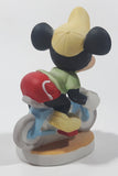 Vintage Walt Disney Productions Mickey Mouse Riding A Bicycle 4" Tall Porcelain Ceramic Figurine