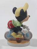 Vintage Walt Disney Productions Mickey Mouse Riding A Bicycle 4" Tall Porcelain Ceramic Figurine