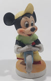 Vintage Walt Disney Productions Mickey Mouse Riding A Bicycle 4" Tall Porcelain Ceramic Figurine