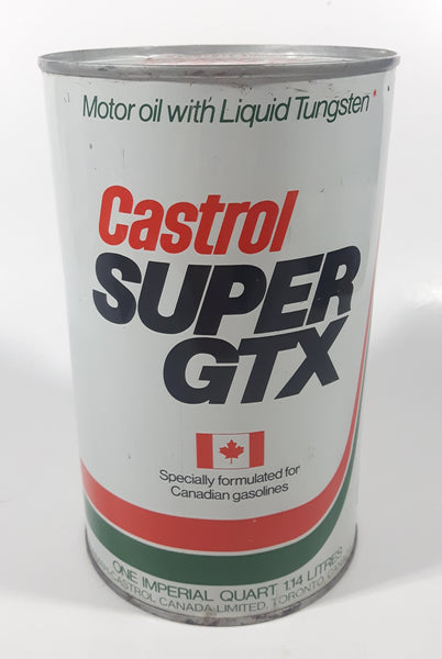 Vintage Castrol Super GTX 20W-50 1 Imperial Quart 1.14 Litre Motor Oil Metal Can EMPTY