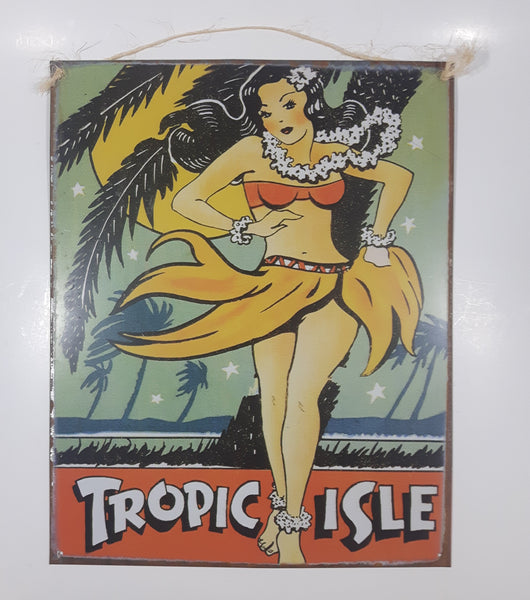 2004 Tropic Isle Hula Girl Dancing 12 1/4" x 15" Tin Metal Sign