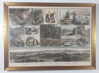 Vintage c. 1869 Sketches of Vancouver Island and British Columbia 15 1/4" x 20 3/4" Hand Colored Sketch Art Print