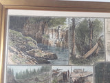 Vintage c. 1869 Sketches of Vancouver Island and British Columbia 15 1/4" x 20 3/4" Hand Colored Sketch Art Print