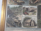 Vintage c. 1869 Sketches of Vancouver Island and British Columbia 15 1/4" x 20 3/4" Hand Colored Sketch Art Print