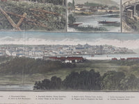 Vintage c. 1869 Sketches of Vancouver Island and British Columbia 15 1/4" x 20 3/4" Hand Colored Sketch Art Print