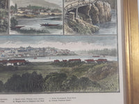 Vintage c. 1869 Sketches of Vancouver Island and British Columbia 15 1/4" x 20 3/4" Hand Colored Sketch Art Print