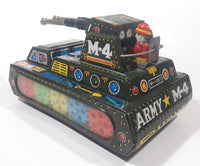 Extremely Rare Vintage c. 1967 Mihashi M-4 Sherman Tank Friction Tin Toy Military Vehicle 7 3/4" Long