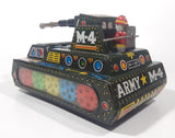 Extremely Rare Vintage c. 1967 Mihashi M-4 Sherman Tank Friction Tin Toy Military Vehicle 7 3/4" Long