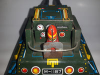 Extremely Rare Vintage c. 1967 Mihashi M-4 Sherman Tank Friction Tin Toy Military Vehicle 7 3/4" Long