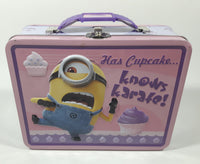 2016 Universal Illumination Entertainment Despicable Me Minions Has Cupcake... Knows Karate! Pink Embossed Tin Metal Lunch Box