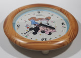 Vintage Lorus Quartz The Walt Disney Company Mickey Mouse and Minnie Mouse 10 3/4" Circular Wood Framed Wall Clock