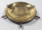 Vintage A Welsh Lady Ship Captain's Wheel Style 6" Engraved Brass Metal Dish